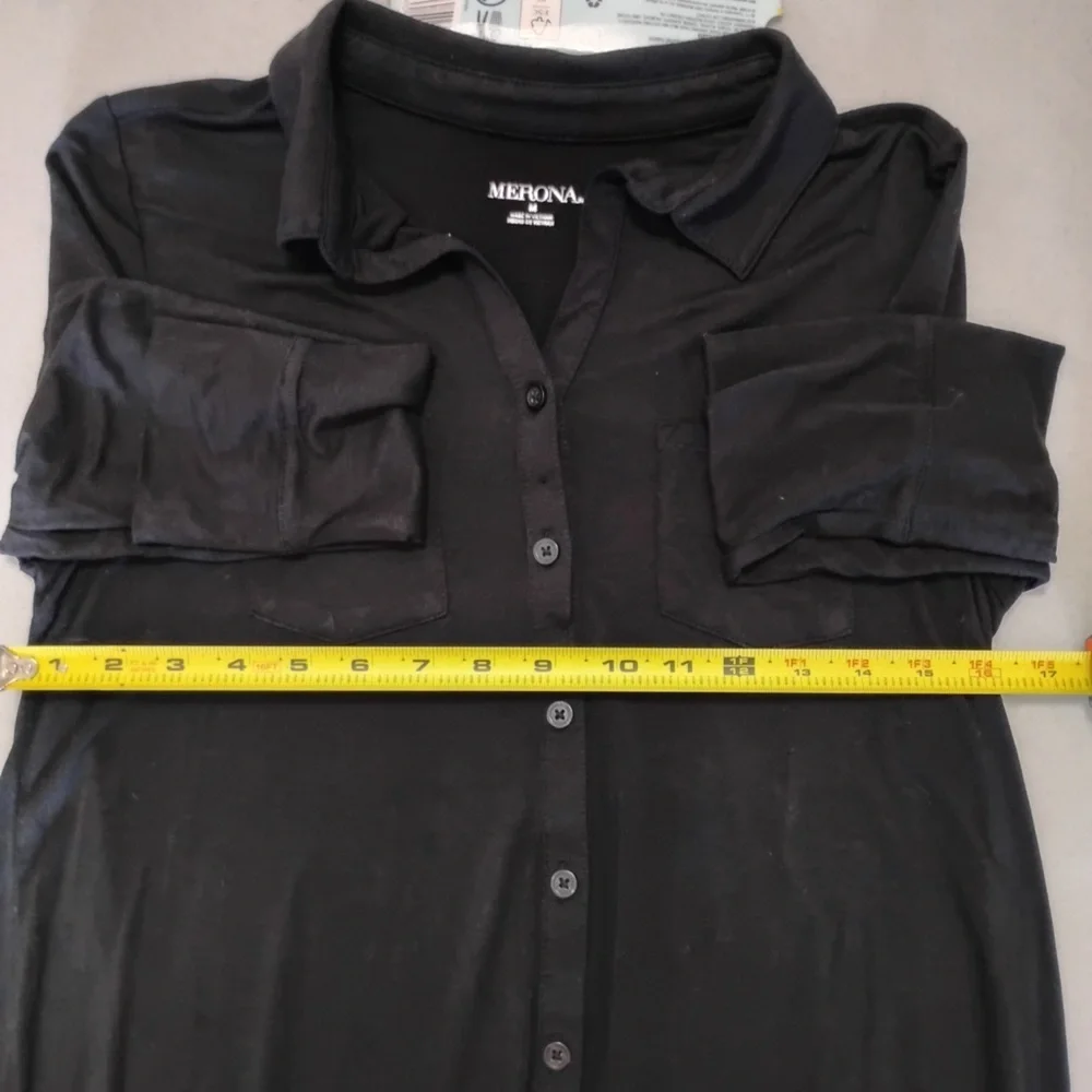 Merona Black Button-Front Shirt Dress Size M | Classic Workwear